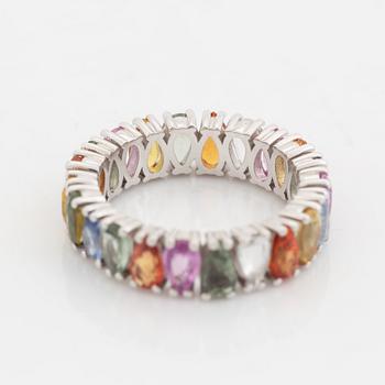 Pear shaped multicolour sapphire ring.