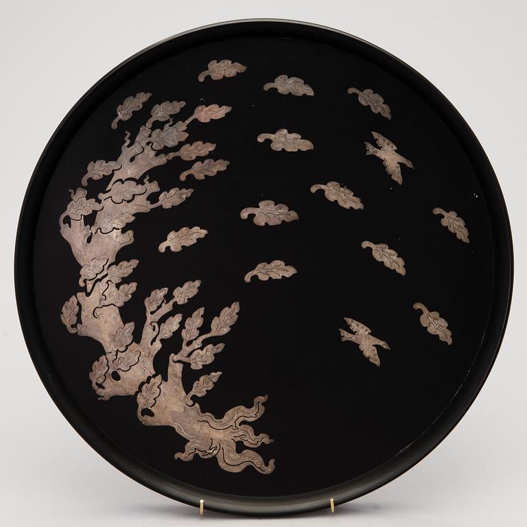 A Perstorp silver inlay, isolit tray, Sweden 1963.