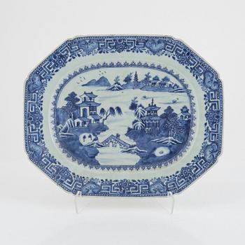 A blue and white export porcelain serving dish, China, Qianlong (1736-95).