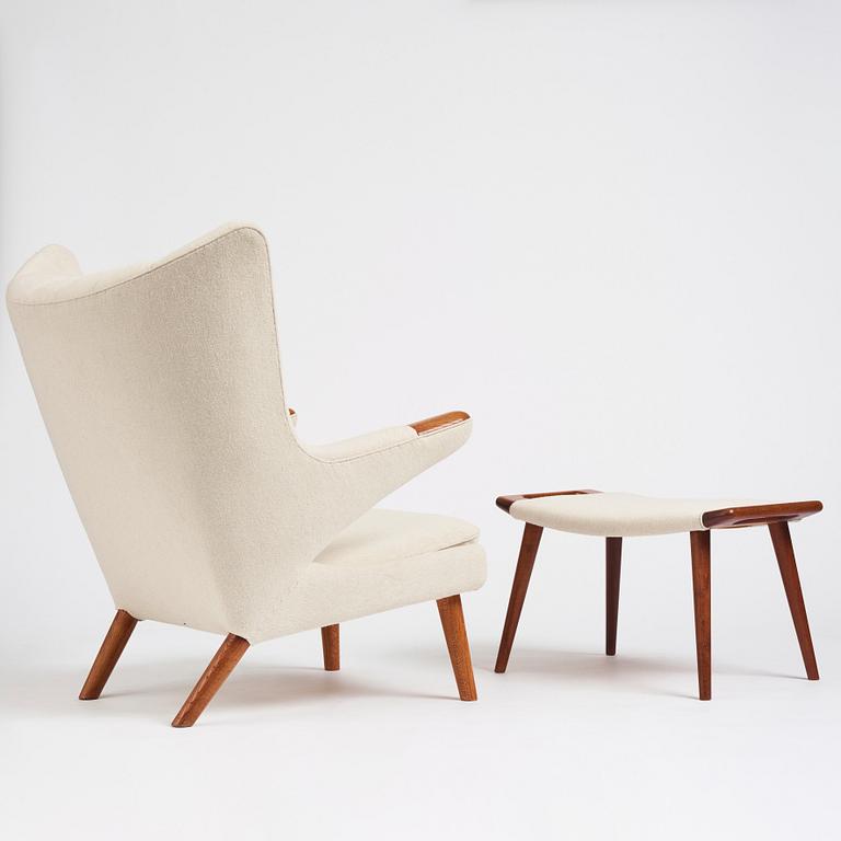 Hans J. Wegner, a 'Papa Bear' easy chair and ottoman, AP-stolen, Denmark, probably 1950-60s.