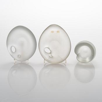 Three glass sculptures signed Timo Sarpaneva, Iittala, second half of the 20th century.