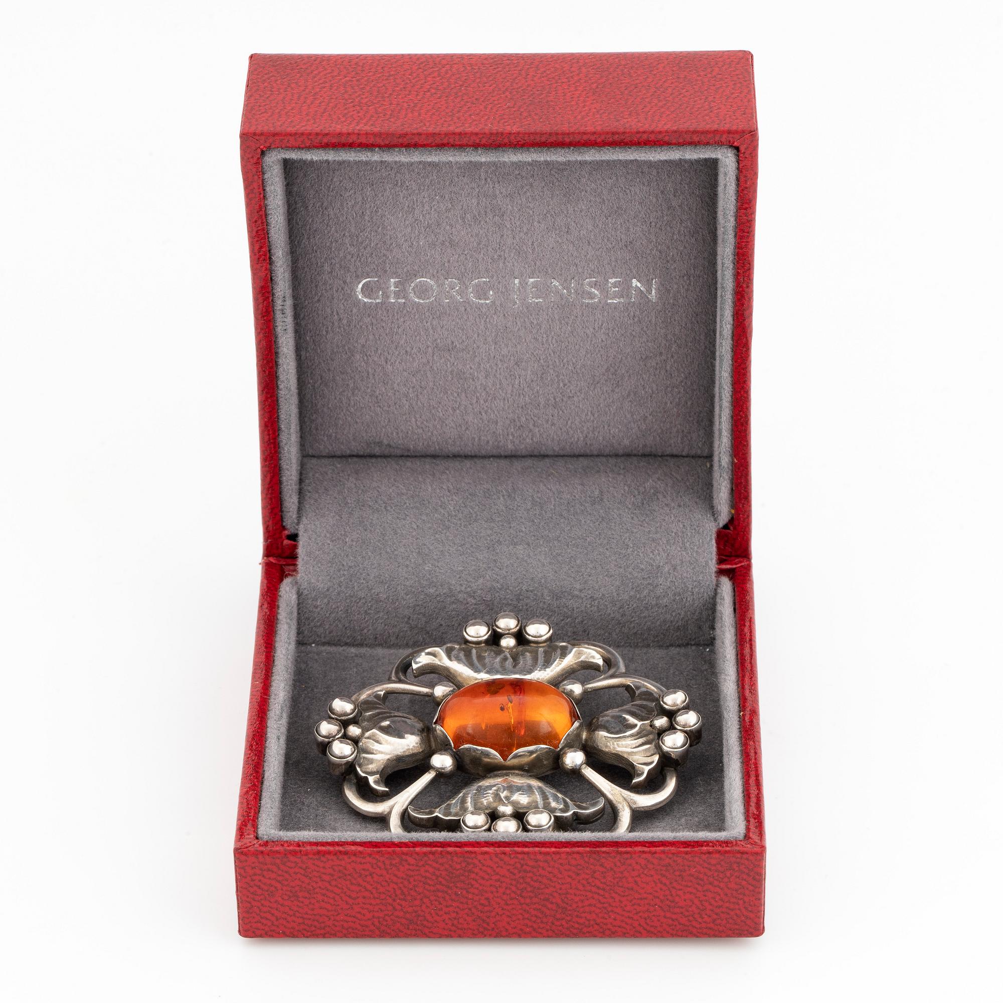 Georg Jensen brosch 173 silver med bärnsten.