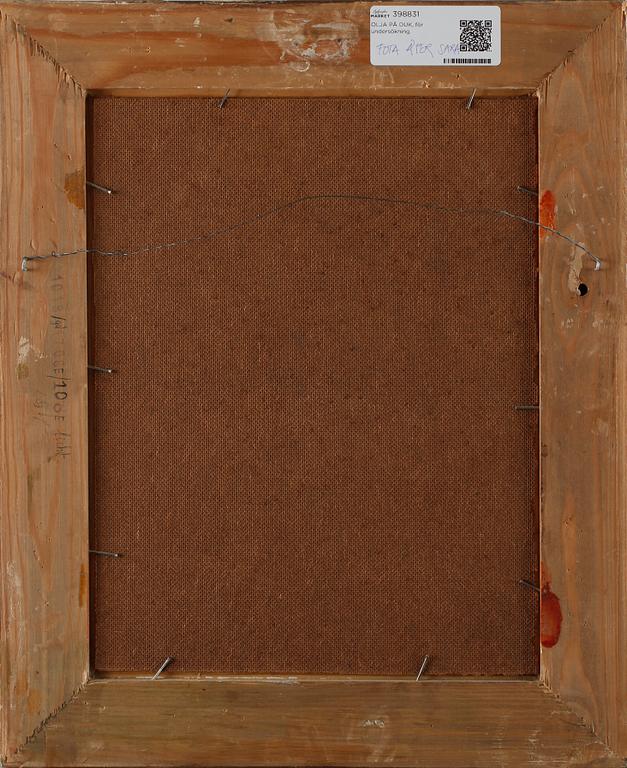 OKÄND KONSTNÄR, olja på pannå, signerad, 1800/1900-tal.