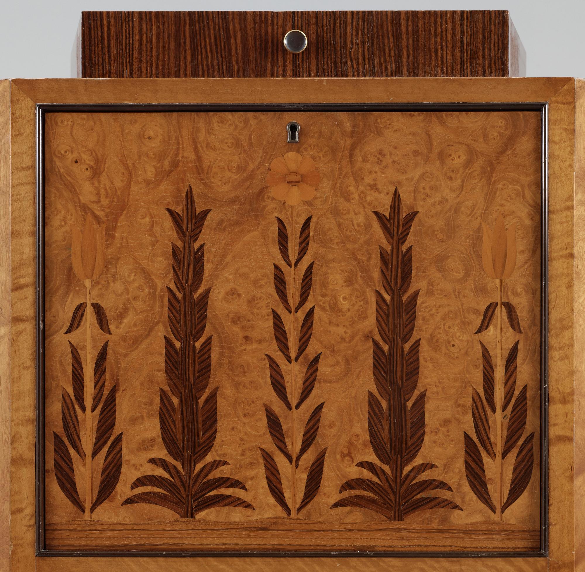 SEKRETÄR/HÖRNSKÅP, art deco, 1930-/40-tal.