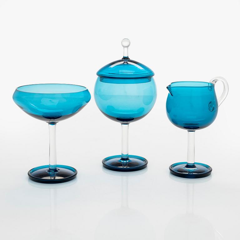 Nanny Still, servisdelar, 3 st, "Harlekin", Riihimäen Lasi Oy.