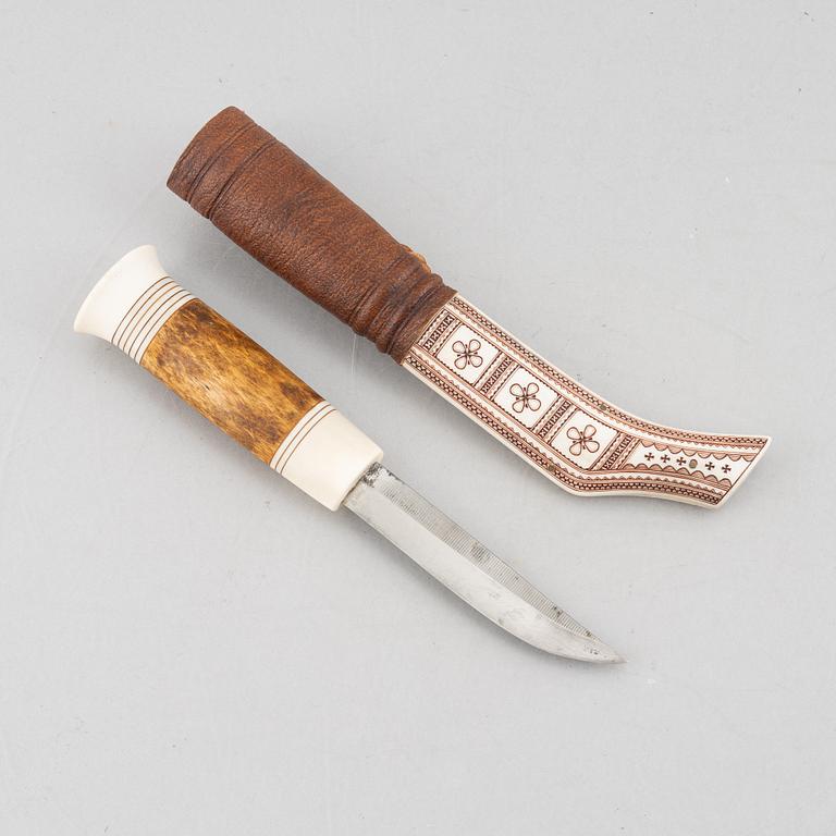 Torsten Fankki, a reindeer antler knife, signed.