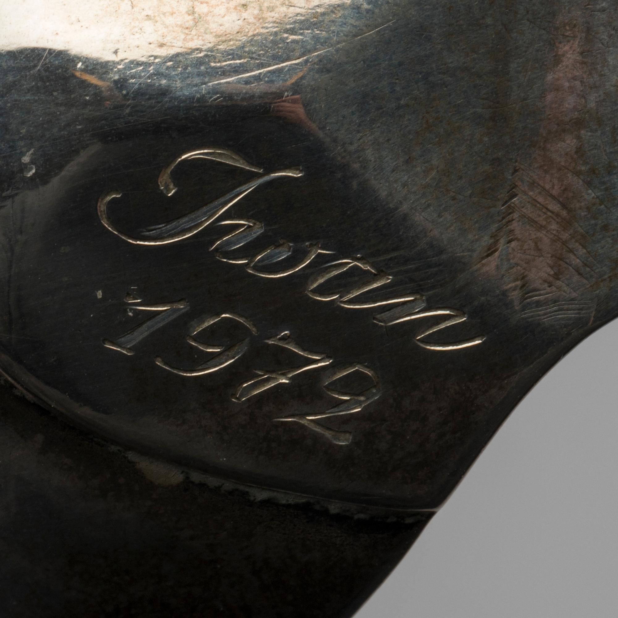 TWO SILVER SWEDISH SILVER SPOONS, 1779 AND 1858.