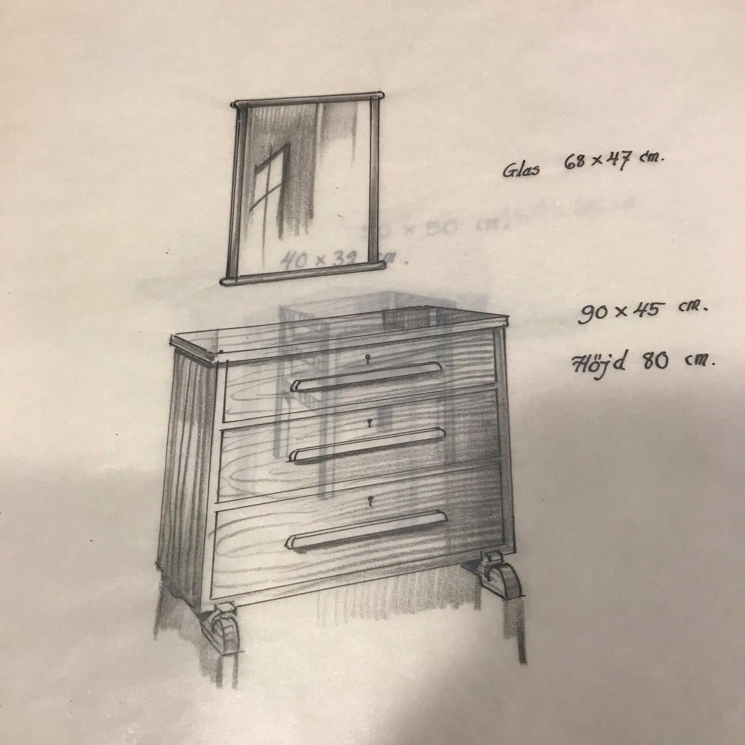 Axel Einar Hjorth, a "Sport" stained pine chest of drawers, Nordiska Kompaniet, Sweden 1930's.