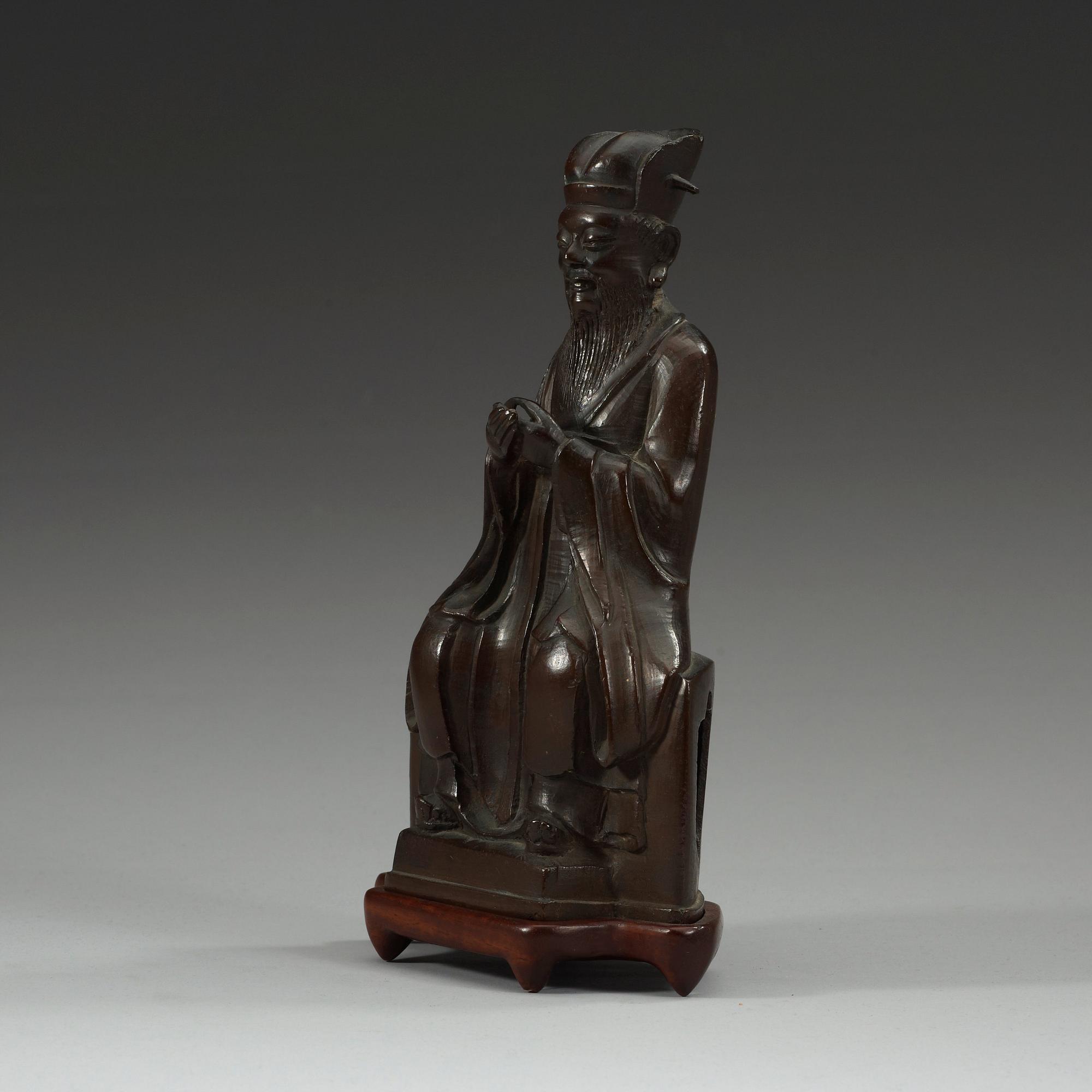 DAOISTISK GUDOM, brons. Qing dynastin, 17/1800-tal.