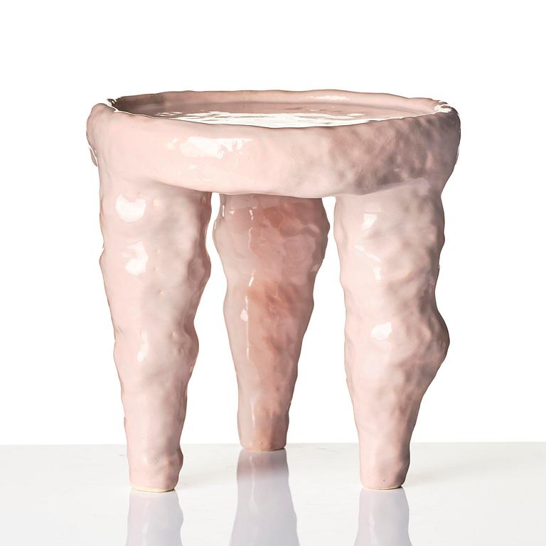 Fanny Ollas, a ceramic stool/sculpture, executed in her studio, Gustavsberg, Stockholm.