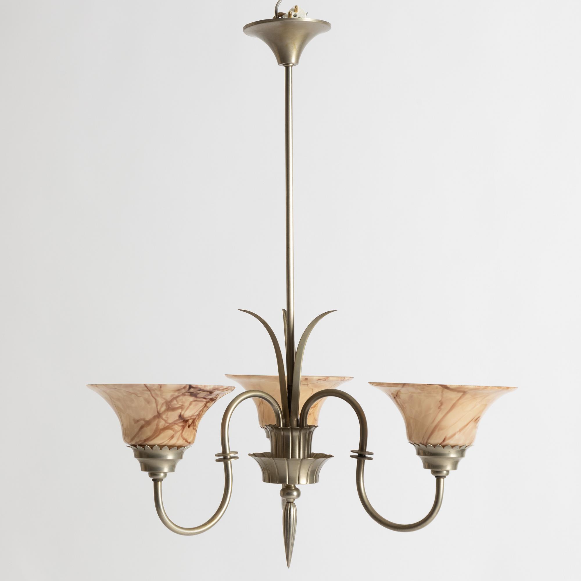 Harald Notini, a ceiling lamp model "6317", Swedish Grace, Arvid Böhlmarks Lampfabrik, Stockholm, 1920s.