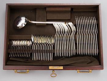 CHRISTOFLE 123-piece Aria Gold Ring Silver Plated Cutlery Set for Twelve persons.