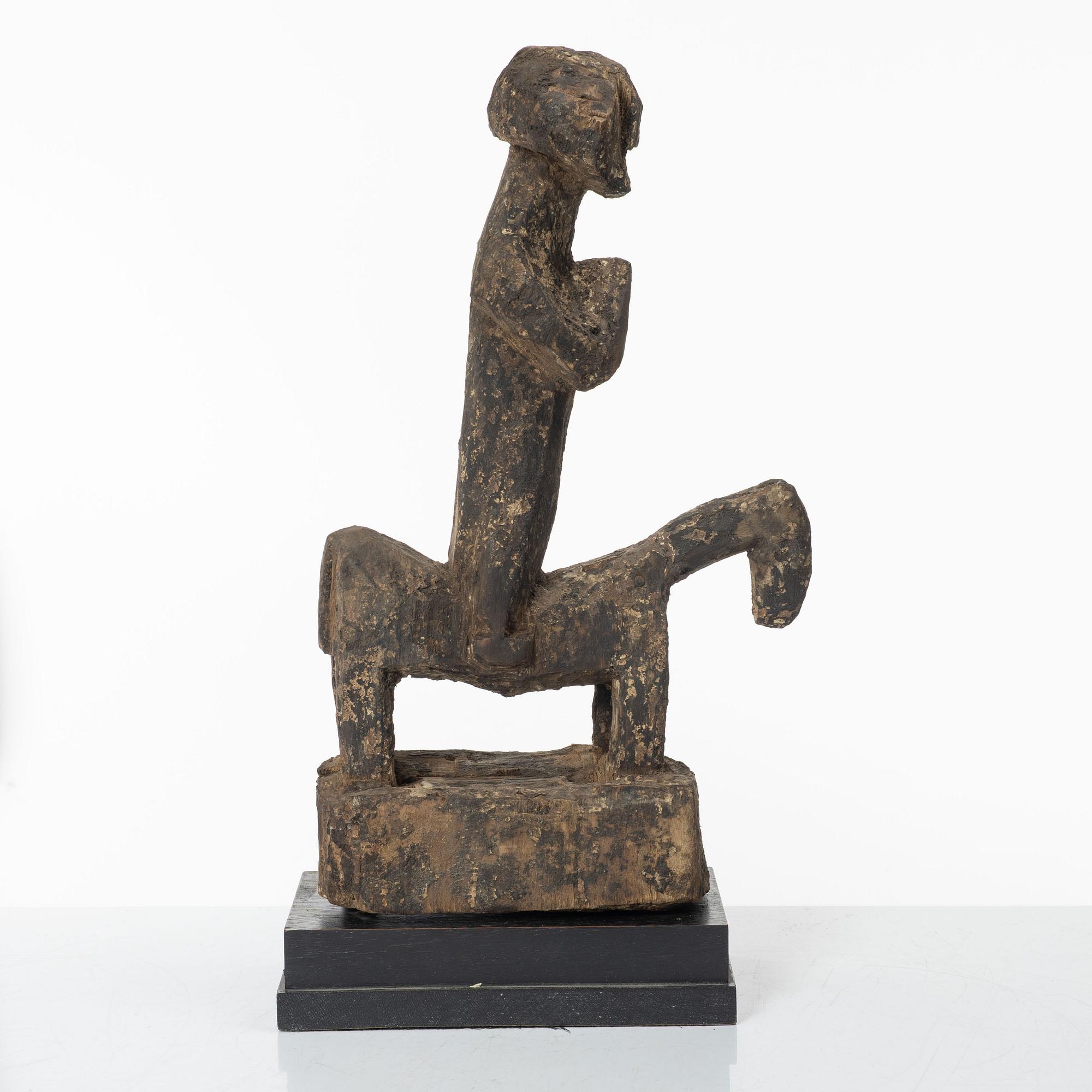 A horserider wooden sculpture, Western Nepal.
