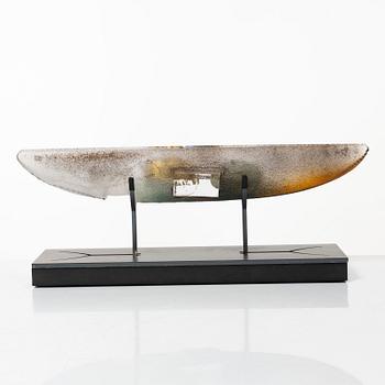 Bertil Vallien, skulptur, båt, glas, ed 48/60, Kosta Boda, signerad.