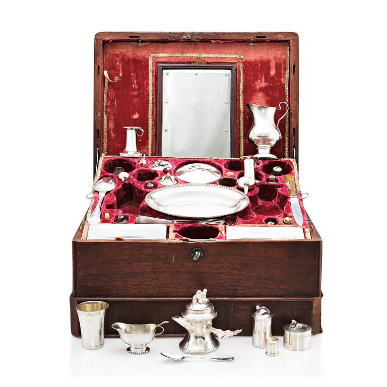 A Swedish late 18th century combined curtlery, dressing- and writing box, from Strömsbergs estate.