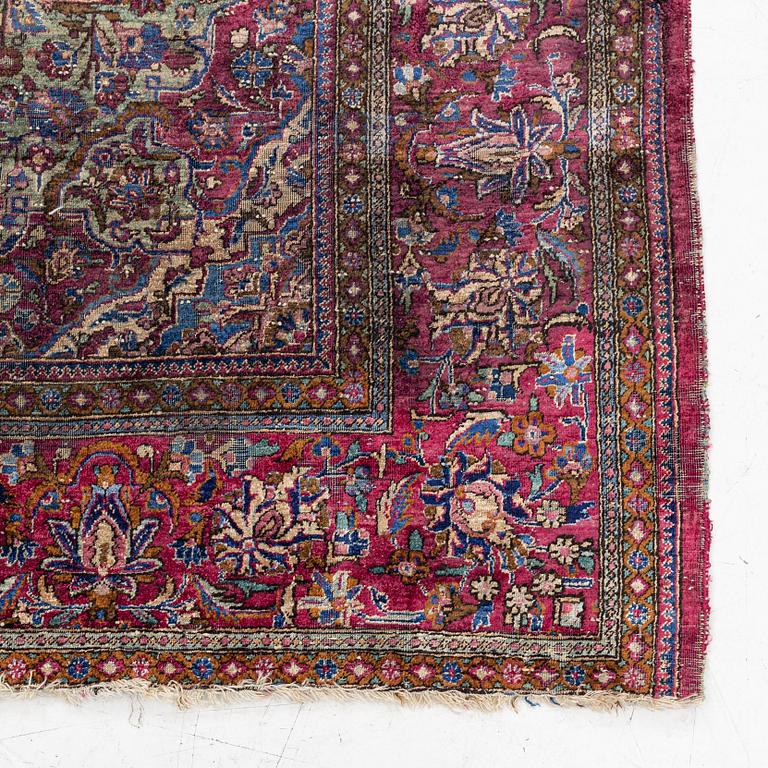 Matta, antik, silke Keshan, ca. 196 x 129 cm.
