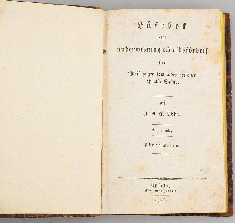 Undervisning & bagateller för folket, fem skrifter i fyra volymer, 1765-1827 (4 vol).