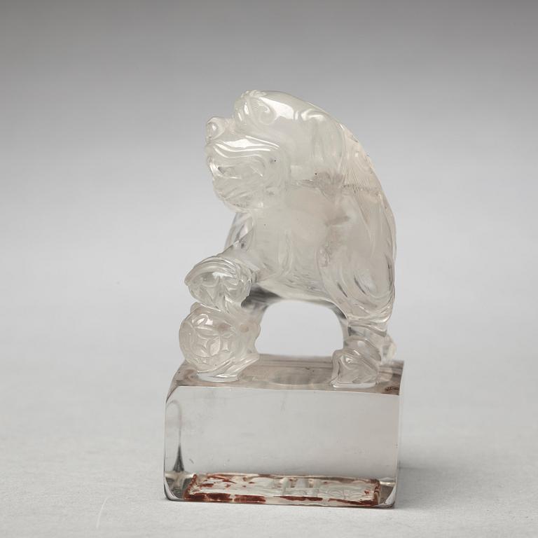 A rock chrystal seal stamp, late Qing dynasty.