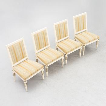 A set of four late Gustavian chairs, Stockholm, late 18th century.