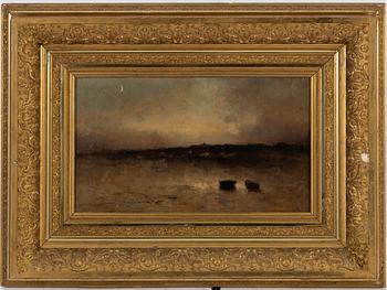 Unknown artist 19th century Twilight landscape with moon,.