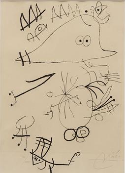 Joan Miró, etsning, from "Le Miroir de L'Homme par les Bêtes".