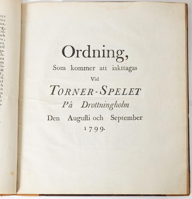 Samling äldre böcker, 8 st, mestadels om Drottningholm, 1700-1800-tal.