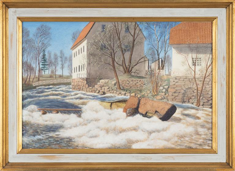 Oskar Bergman, watercolour, signed and dated Ludvika April 1935.