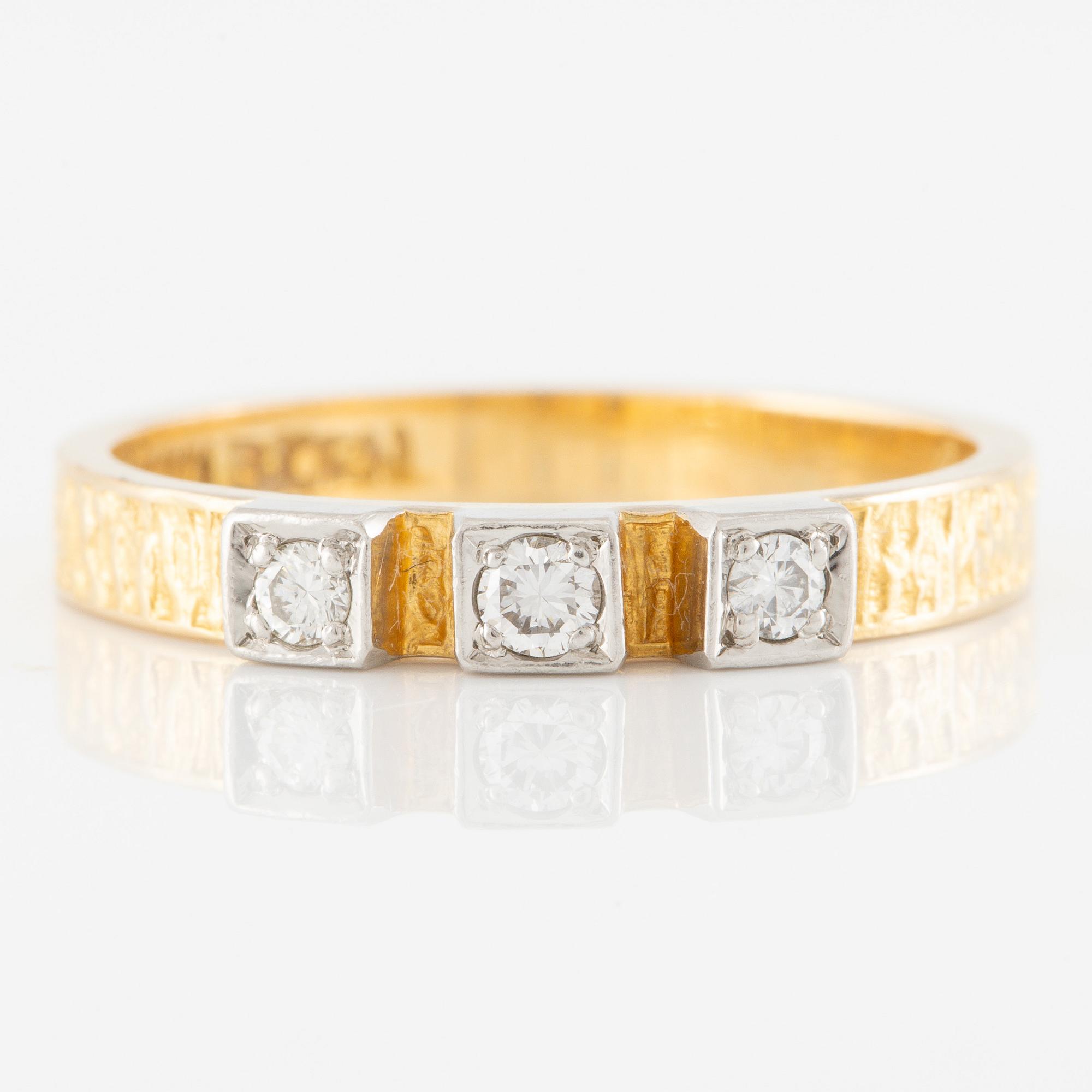 Björn Weckström ring, "Timanttikihla", 18K guld med briljantslipade diamanter, Lapponia 1973.