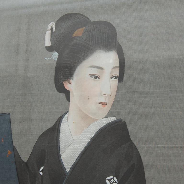 OKÄND KONSTNÄR, ett par, Japan 1900-tal, sidenmålning.