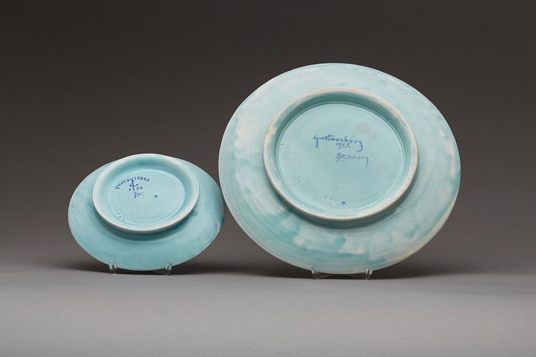 FAT, 2 st, flintgods, "Sgrafitto", Josef Ekberg, Gustavsberg.