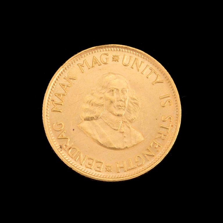 GOLD COIN, 2 rand, South Africa 1962. Weight ca 8 g.
