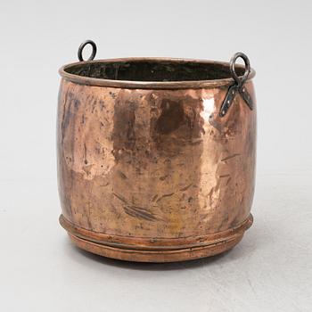 A large copper container, 19th Century.