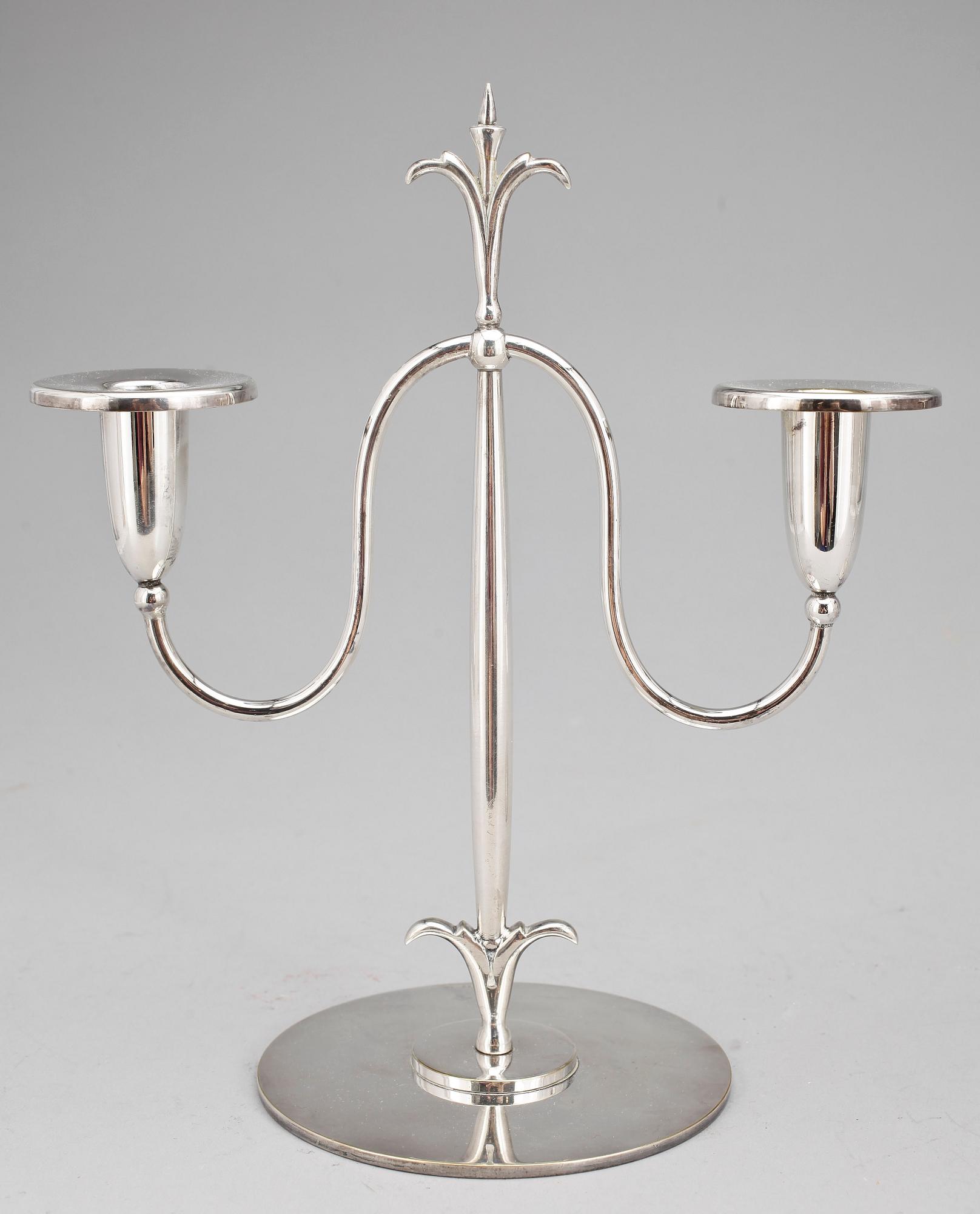 LJUSSTAKAR, 1 par, nysilver, CG Hallberg, art deco, 1900-talets första hälft.