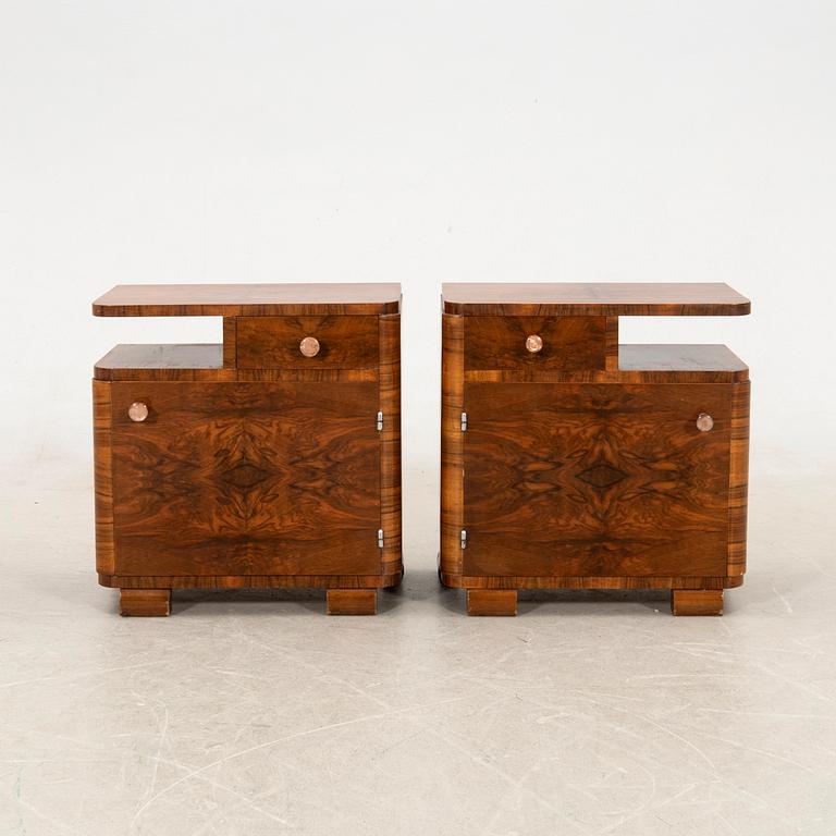 Bedside tables, a pair, Art Deco, first half of the 20th century.