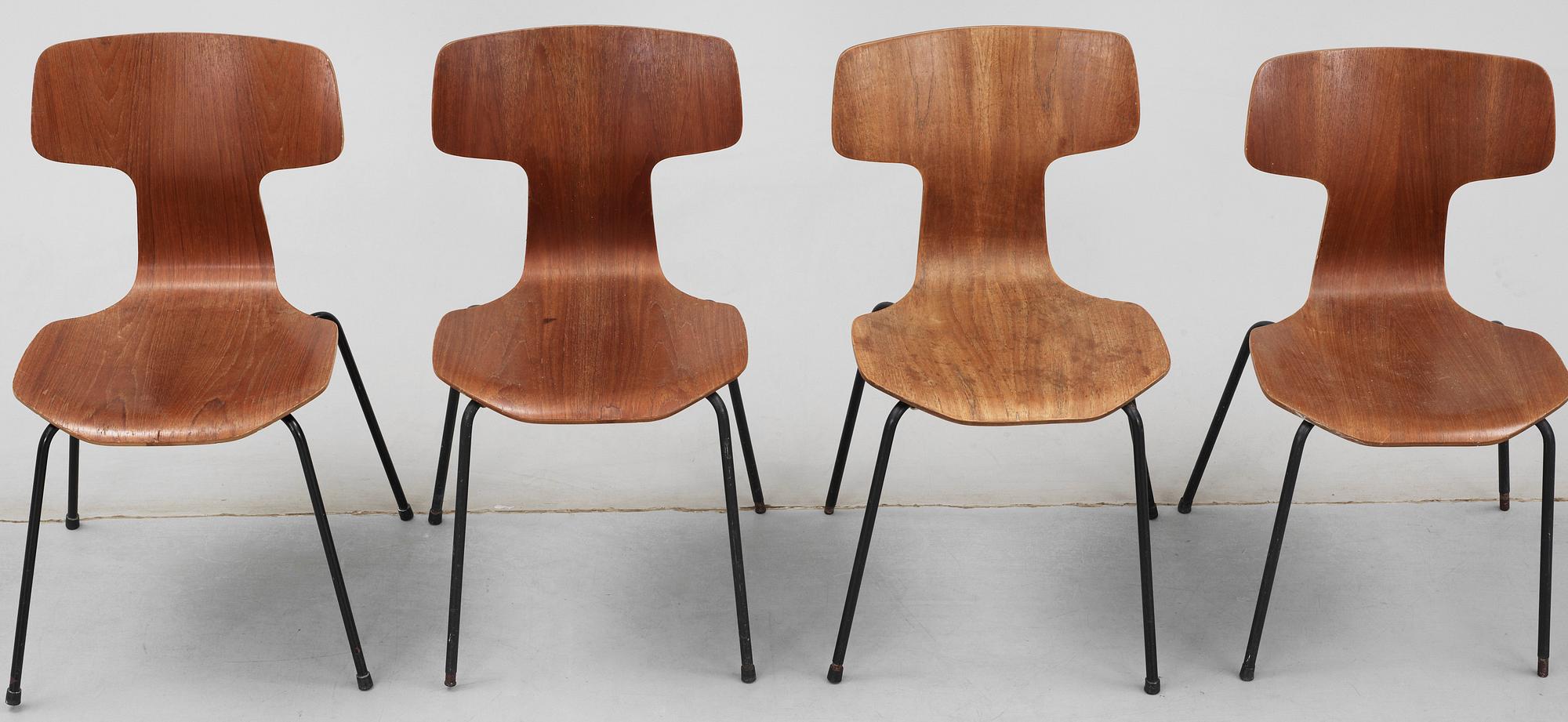 STOLAR, 4 st, modell 3103. Arne Jacobsen, Fritz Hansen. 1970-tal.