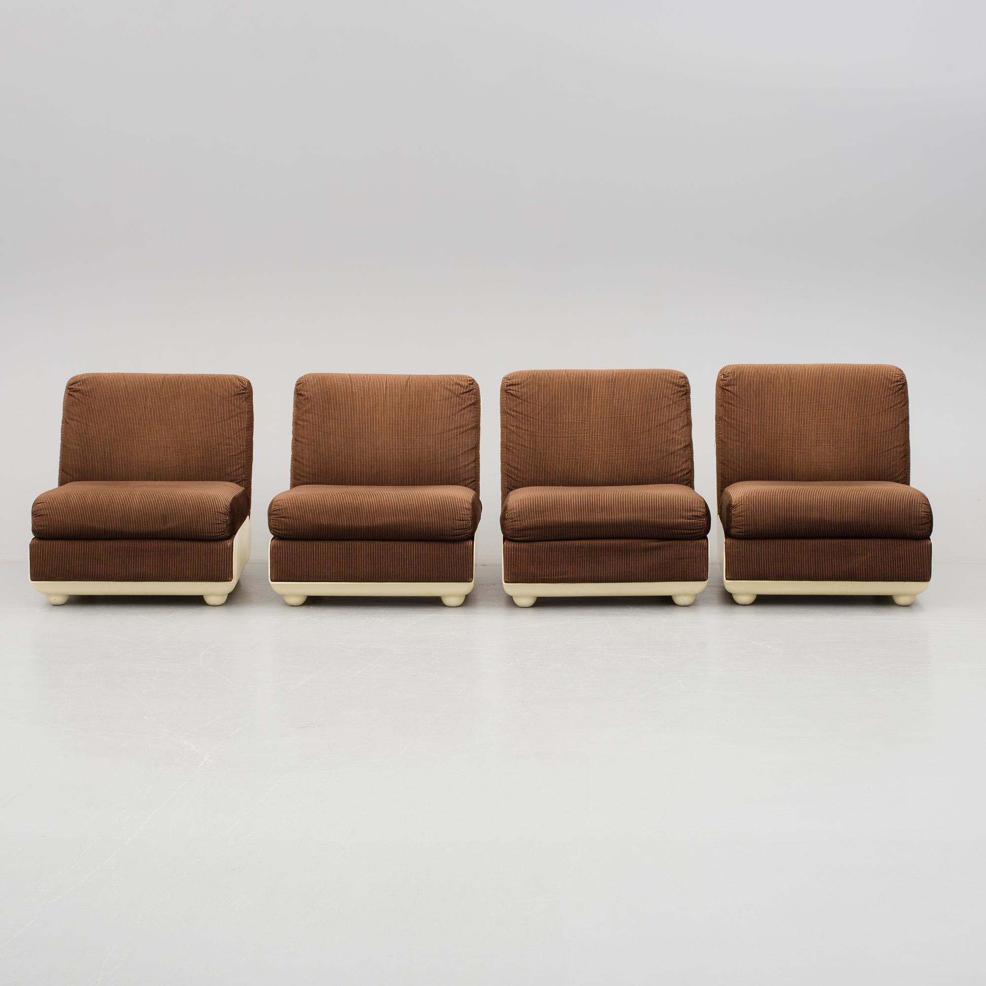 FÅTÖLJER/MODULSOFFA, 4 stycken, 1970-tal.