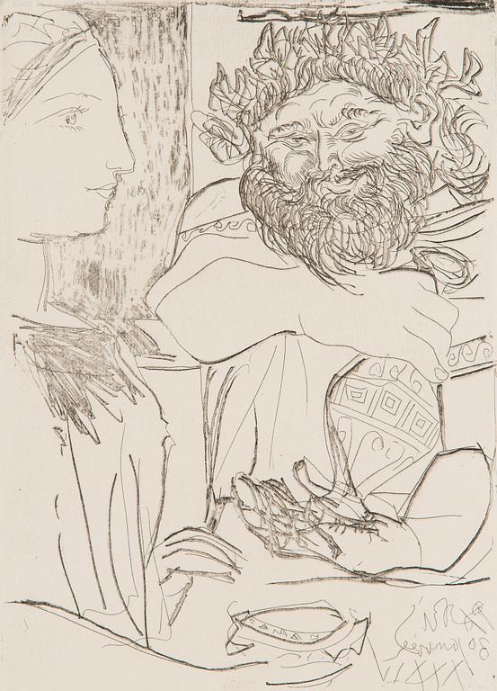 Pablo Picasso, "Bacchus et Femme de Profil".