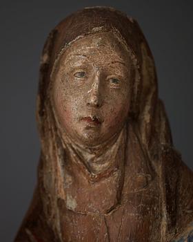 A late Gothic wooden sculpture of Anna selbdritt, presumably 16th century.