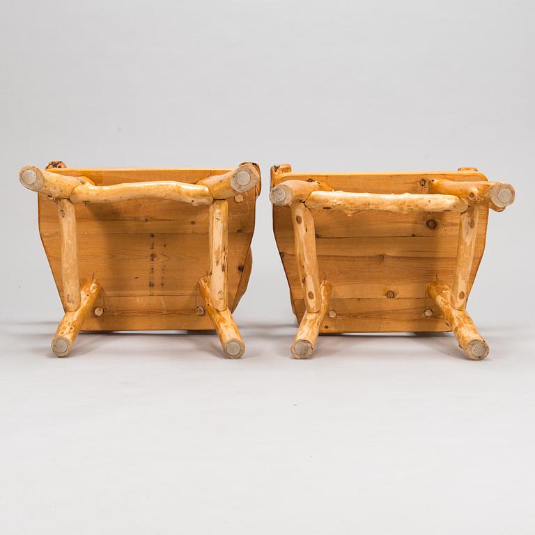 A pair of mid-20th-century armchairs made by Tauno Saarela Kuusamo Finland.
