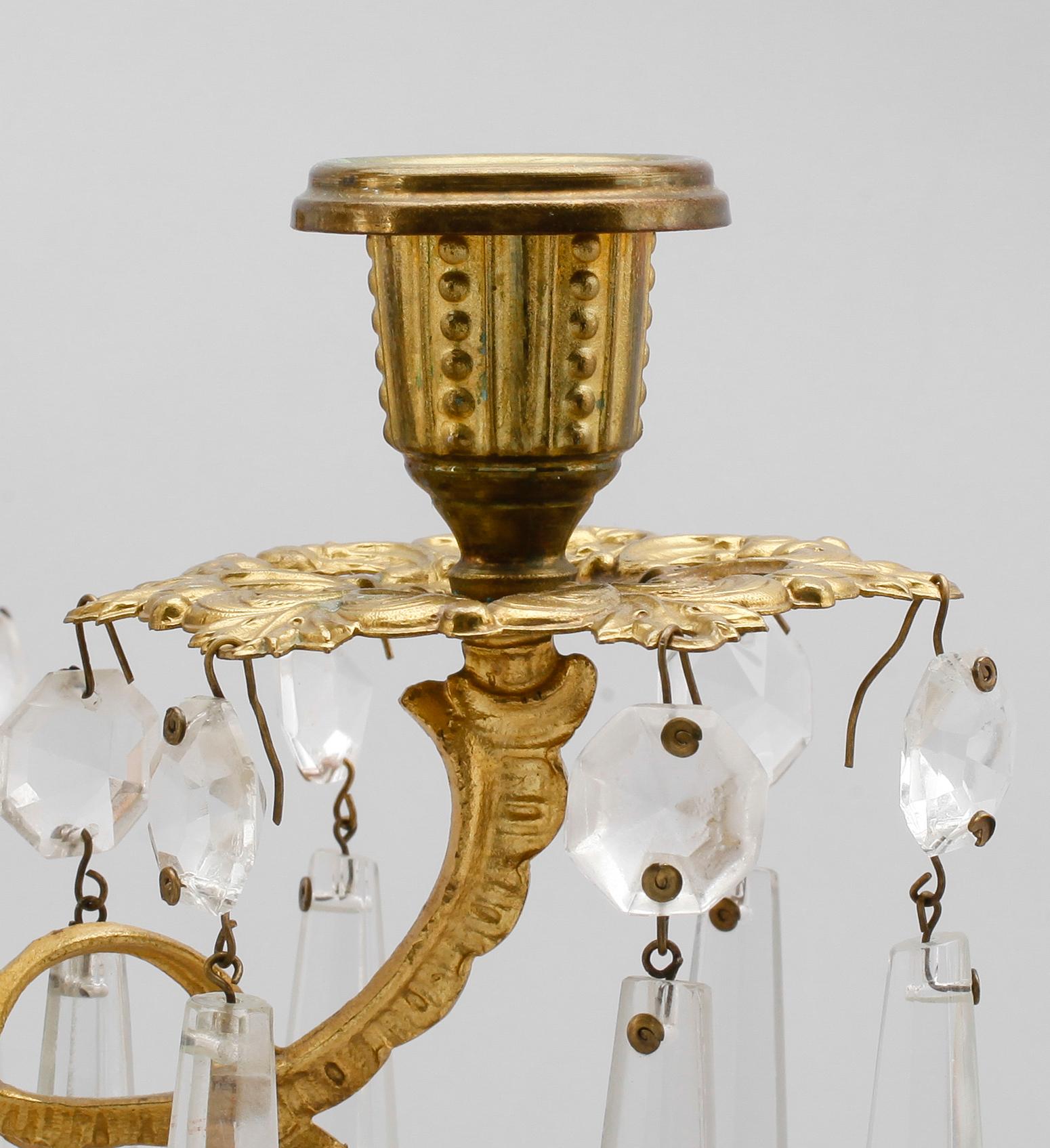 KANDELABRAR, 1 par, alabaster och förgylld mässing,  nyrokoko, 1800-talets andra hälft.