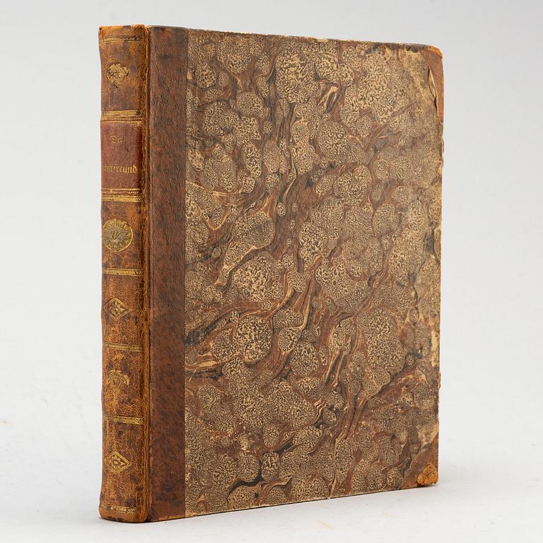 BOOK, with hand coloured dry needle engravings.