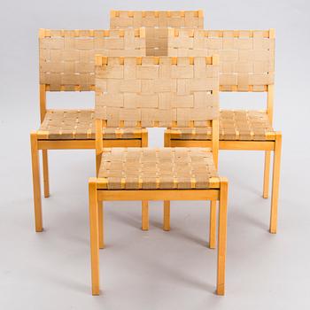 AINO AALTO, a set of four mid 20th century model '615' side chairs for Artek, Finland.