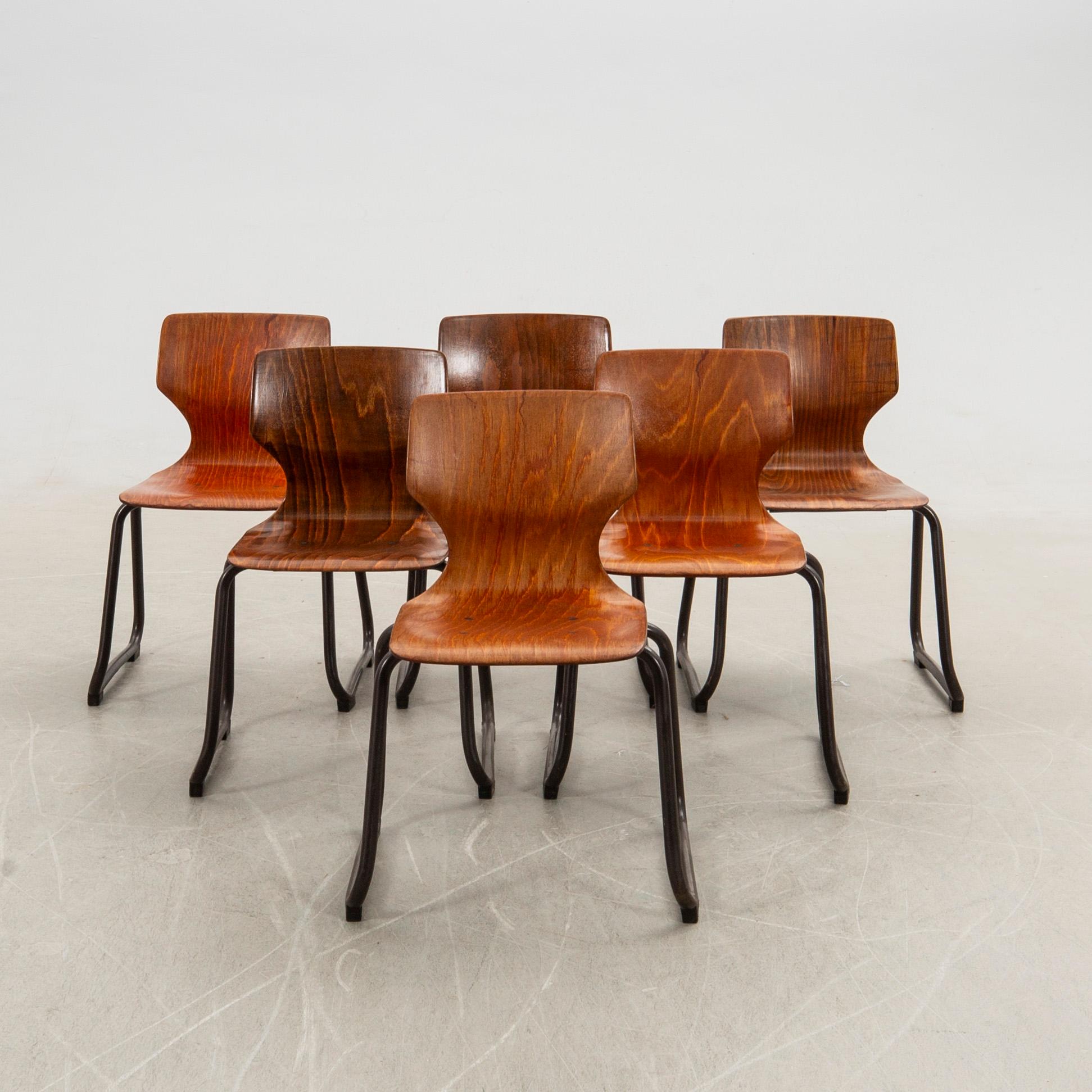 Adam Segner stolar 6 st Flötotto Tyskland 1900-talets mitt.