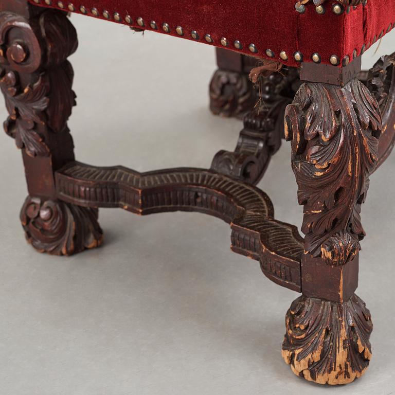 A Swedish Baroque armchair, probably by Burchardt Precht's workshop (active in Stockholm 1674-1738), circa 1700.