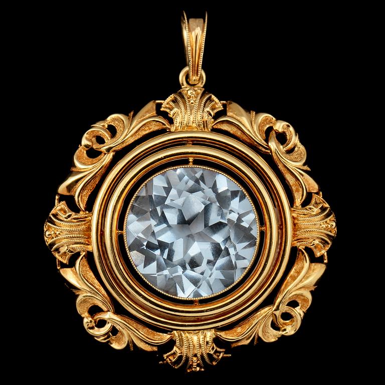 HÄNGE, 18k guld med fasettslipad topas. Vikt 5 g.