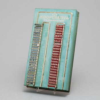 A metal board, 'Kooperativa Förbundet', first half of the 20th century.