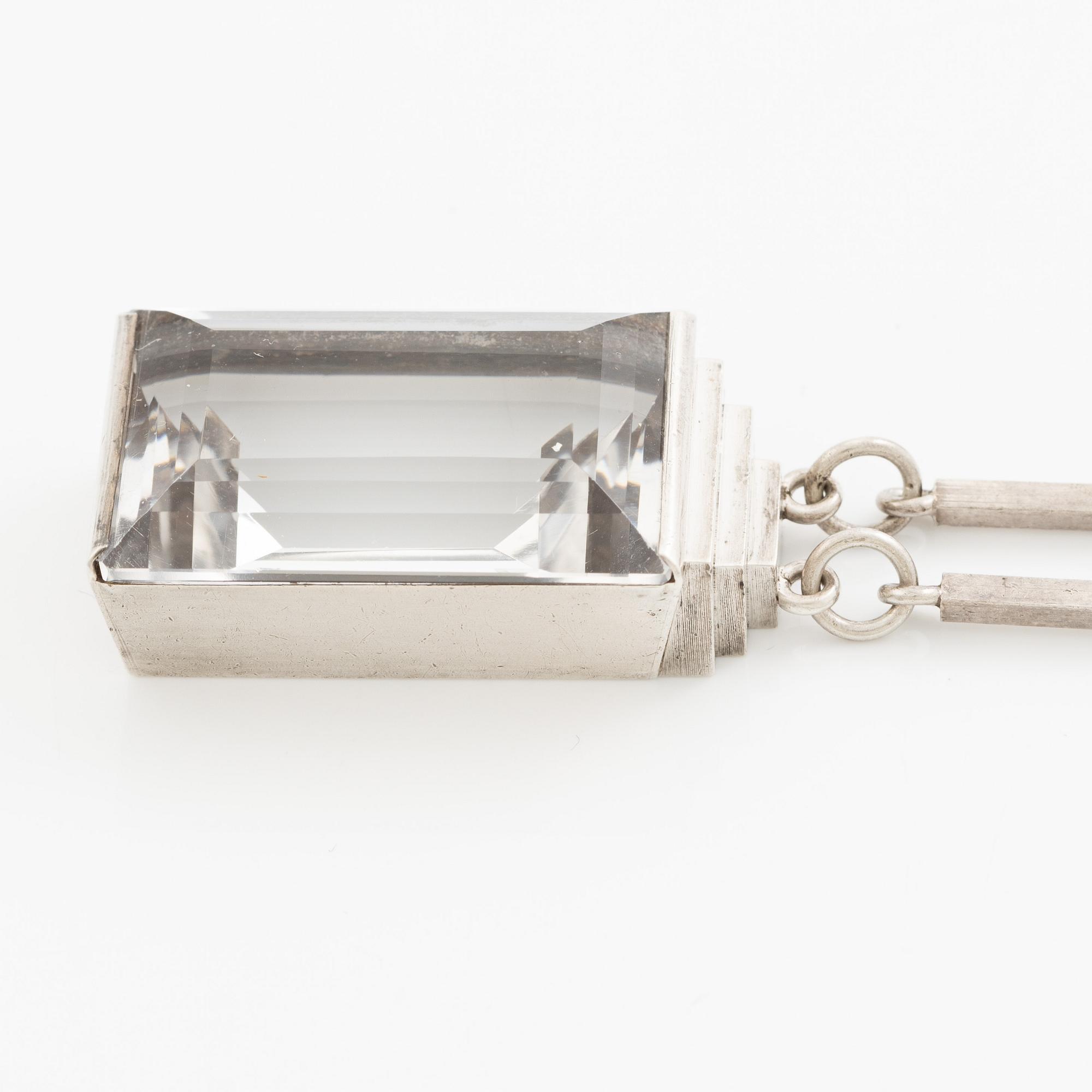 Wiwen Nilsson, a necklace, silver with rock crystal, Lund 1942.