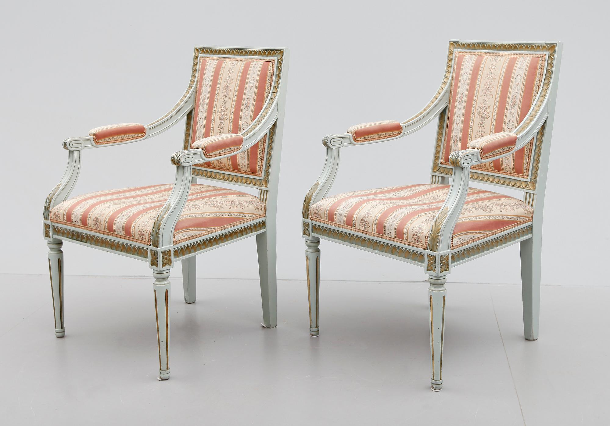 KARMSTOLAR, 1 par, gustaviansk stil, 1900-talets första hälft.