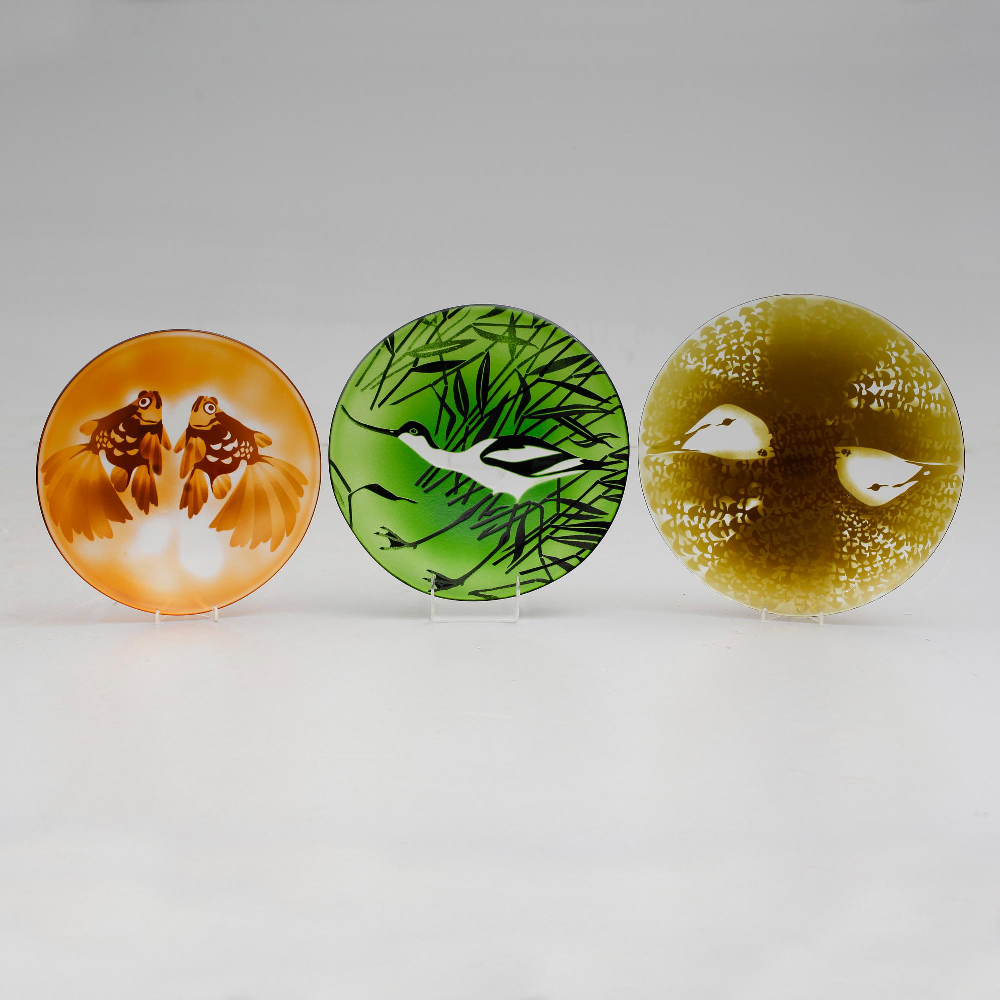 SKÅLFAT, 3 st, glas, Paul Hoff, Kosta, signerade.