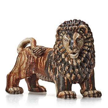 66. Gunnar Nylund, a stoneware sculpture of a lion, "Leo" Rörstrand, Sweden 1940's.